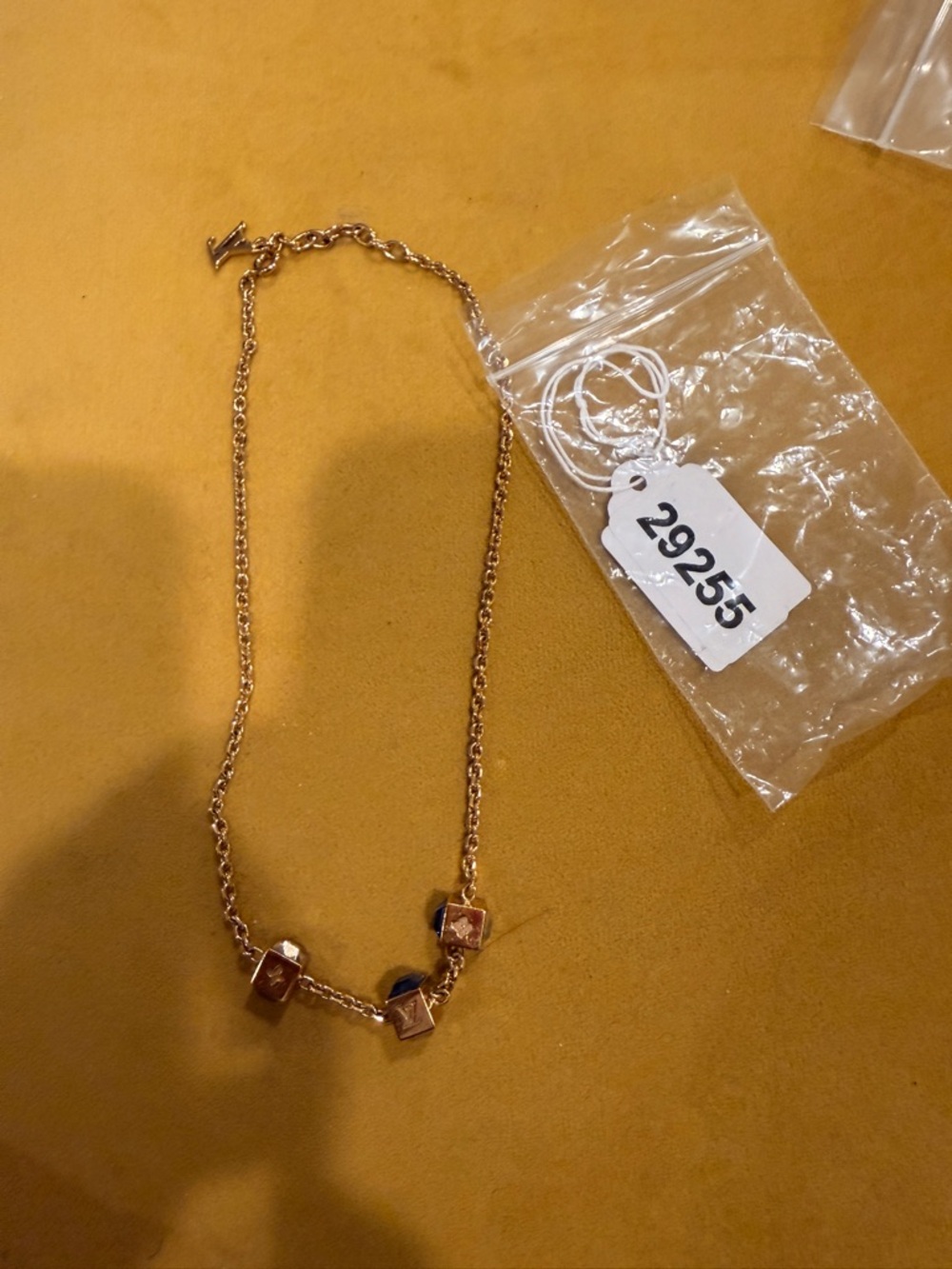 Louis Vuitton Rose Gold Cube Pendant Chain Necklace